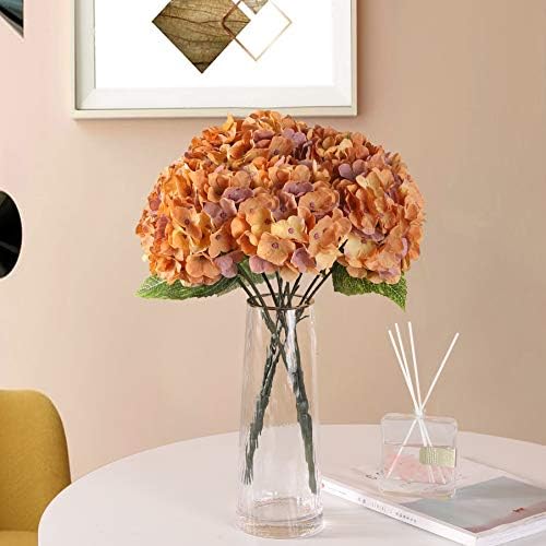 Jims Cabin Silk Hydrangea Bouquet with 5 Heads Artificial Flowers for Home Wedding Decor
