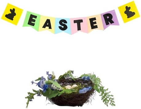 Raz Imports 8 Inch Boxwood Floral Fern Nest with Eggs