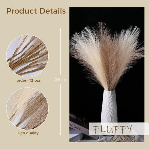 U-LIAN 12PCS Faux Pampas Grass 24 Inch Decor
