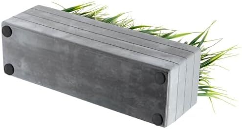 MyGift 14 Inch Artificial Grass Plant in Gray Concrete Planter