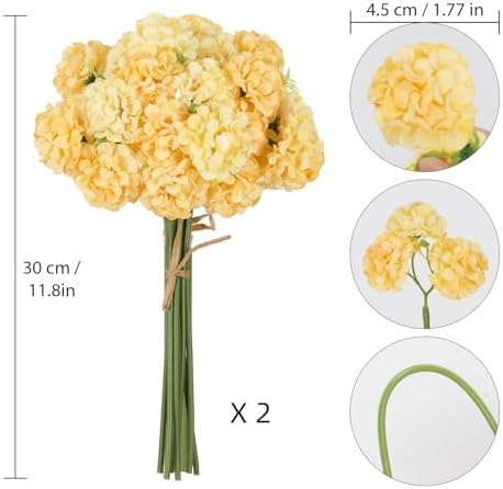 18 Pcs Yellow Hydrangea Artificial Flowers Bouquets Home Decor