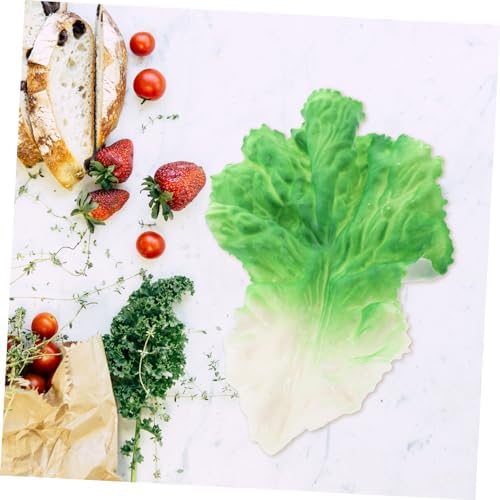 Magiclulu 5 Pcs Realistic Lettuce Leaf Props for Home Kitchen Decoration