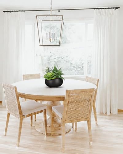 Hollyone Fake Plants Artificial Succulents in Black Ceramic Pots for Home Decor