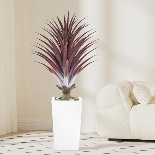 36FT Artificial Red Agave Plant with White Pot