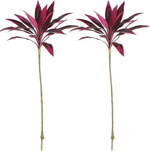 2Pcs Artificial Cordyline Red Plants for Home Office Decor