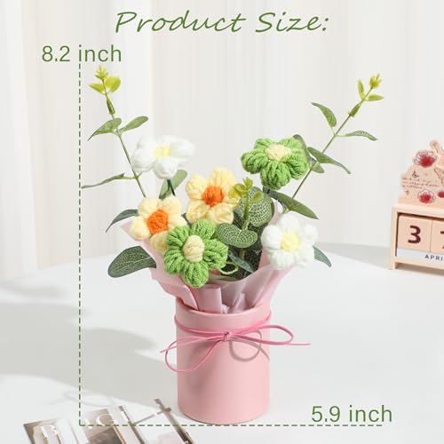 Vynora Crochet Daisy Flowers Bouquet Yellow
