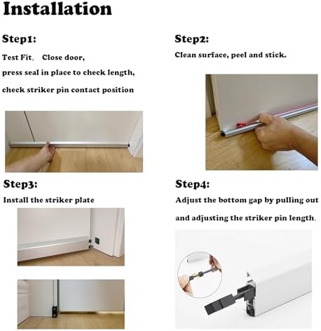 Surface Mounted Automatic Door Bottom with Peel-and-Stick Adhesive Silver Left