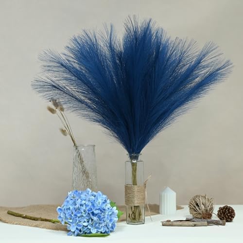 U-LIAN 12PCS Blue Faux Pampas Grass 24 Inch Decor