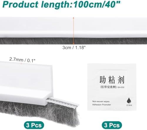 Uxcell 3 Pcs Door Sweep with Self Adhesive for Exterior and Interior Doors