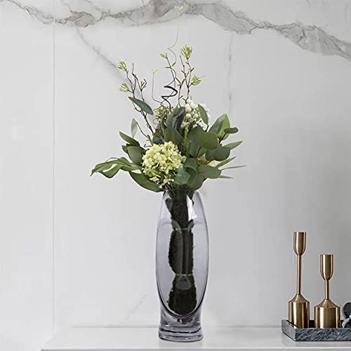 Artificial Eucalyptus Bouquet with Glass Vase for Home Office Bedroom
