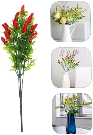 3pcs Lifelike Faux Red Chili Pepper Stems for Home Decor