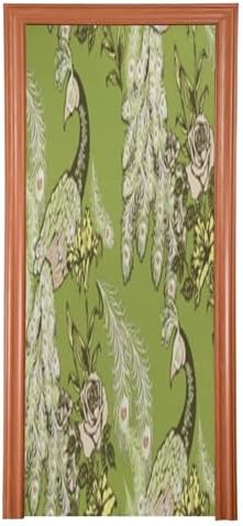 Susiyo Retro Green Peacock Door Cover Fabric Decor 36x98in