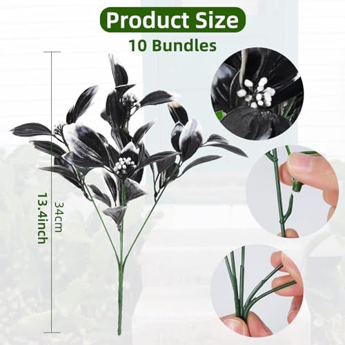 RECUTMS 10 Packs 134 In Black Artificial Shrubs