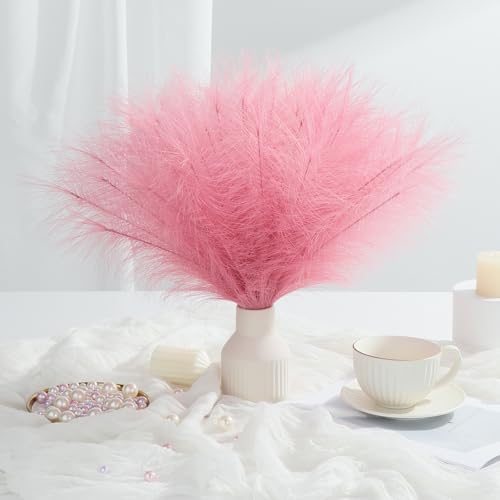 U-LIAN 36PCS Pink Artificial Pampas Grass Decor