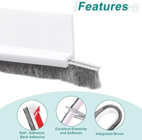 Uxcell Door Sweep 2 x 40 Draft Stopper with Self Adhesive for Doors