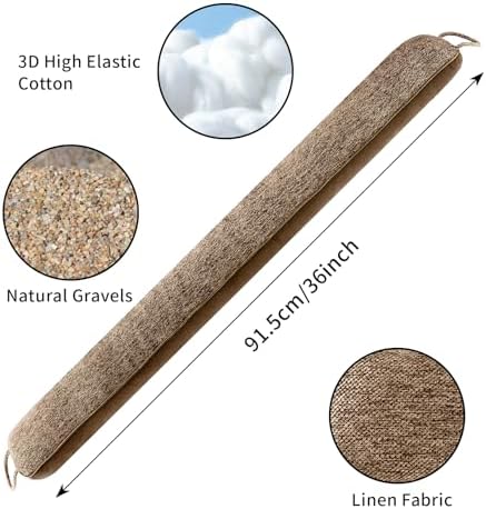 36 Inch Weighted Door Draft Stopper Heavy Under Door Noise Blocker Brown