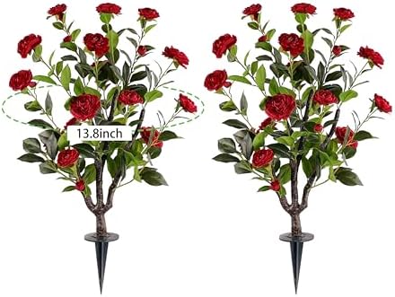Artificial Camellia Tree 2 Pack 36 Inch Red