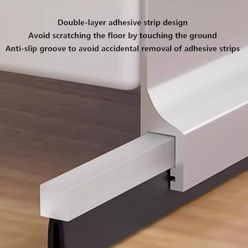 Hailm 2 Pack Door Draft Stopper Aluminum Bottom Seal