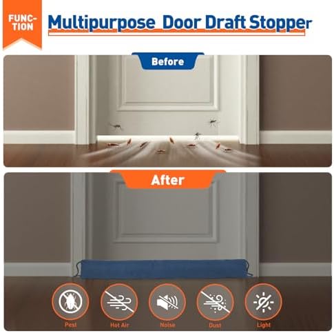 MAGZO Door Draft Stopper 36 Inch Blue Wind Blocker
