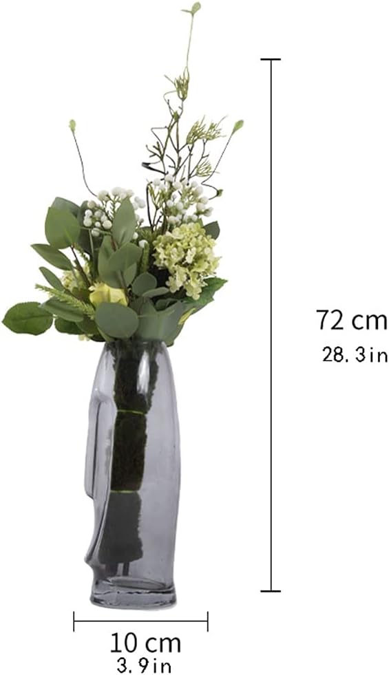 Artificial Eucalyptus Bouquet with Glass Vase for Home Office Bedroom