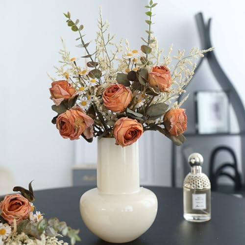 EAZHOP Natural Dried Rose Bouquet 6 Flowers Set 14 Inches Wedding Decoration