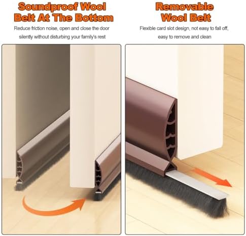 White Under Door Draft Stoppers with Brush