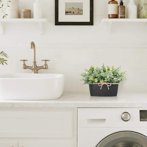 Dahey Artificial Eucalyptus Plants Indoor Decor in Black Rectangular Pots