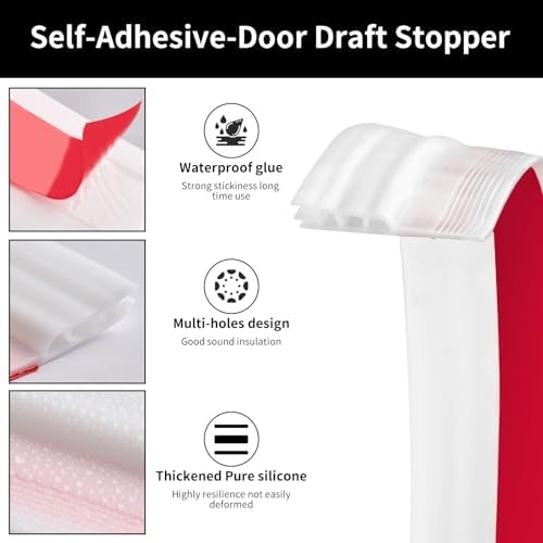 2 Pack Under Door Draft Stopper with Adhesive 78 L White
