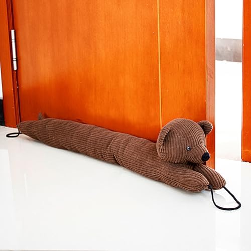 34 Inch Heavy Duty Under Door Draft Stopper with Hanging Loops - Grey Dog Design