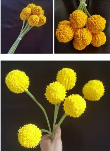 Rikyo 18 Stem Artificial Billy Balls Bouquet 10 Inch Golden Flowers for Home Decor