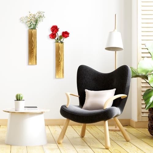 4 Sets Wood Wall Planters for Artificial Plants and Dried Flowers