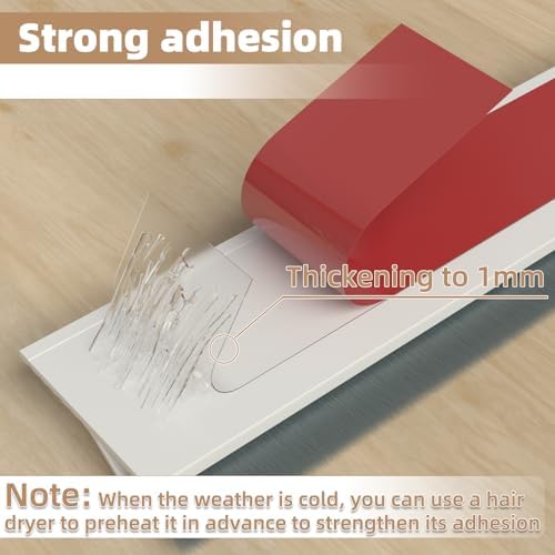 39 Inch Rubber Door Sweep with Silicone Adhesive Split Design Noise Blocker