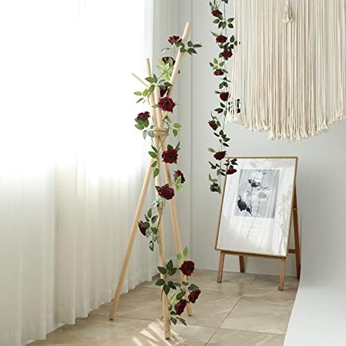 2 Strands 73 Inch Artificial Silk Rose Garland Burgundy