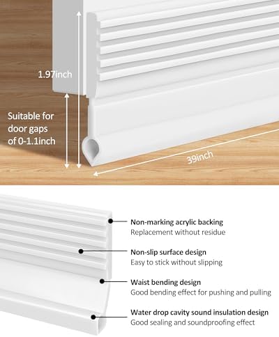 Cloorde Under Door Draft Stoppers 4pcs 39inch White