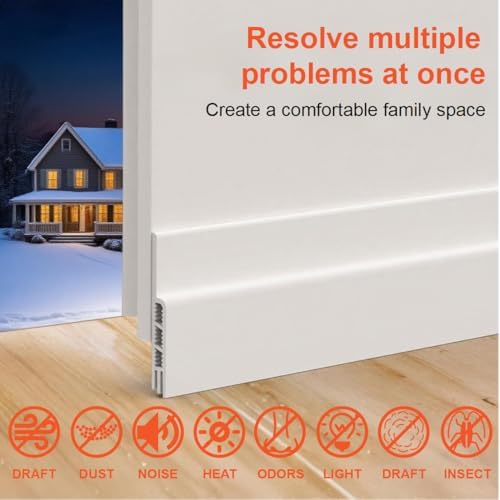 Door Draft Stopper 19 x 38 White for Energy Efficiency