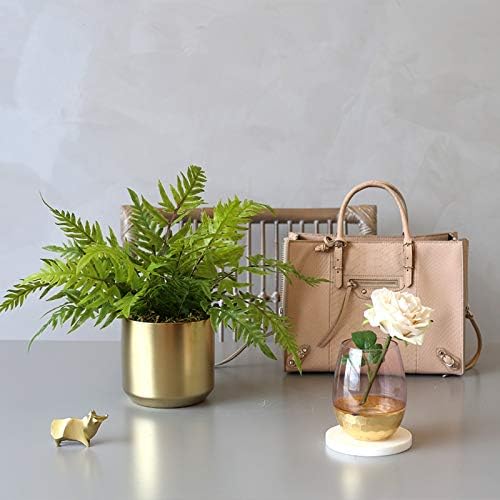 Fake Plants Mini Artificial Potted Ferns in Golden Pots for Home Decor