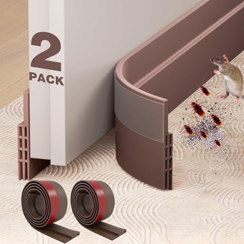 WUMUTI 2 Pack Door Draft Stoppers 2 Inch x 39 Inch Noise Insulating Seal - Brown