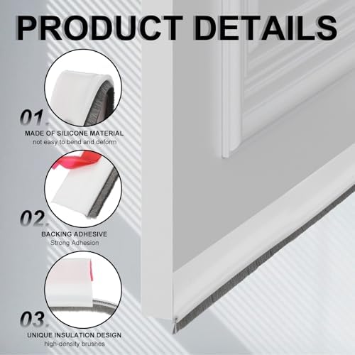 Uxcell 2 Pcs Door Bottom Sweep with Adhesive Brush
