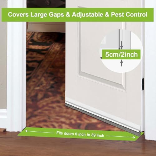 2 Pc Door Brush Bottom Sweep Draft Stopper for Dust and Noise Insulation 2 W x 39 L White