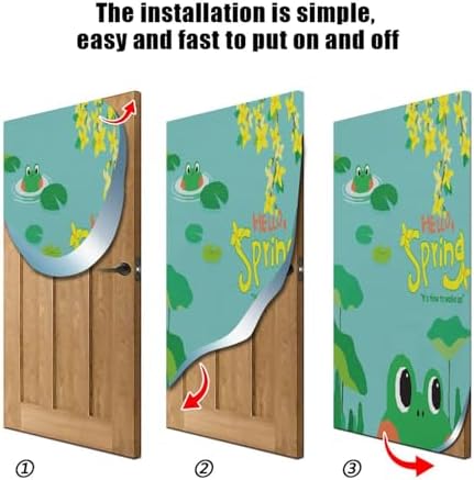 Susiyo Hello Spring Frog Door Cover Fabric Draft Stopper