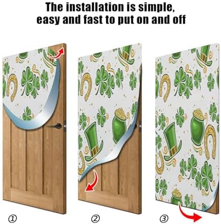 Susiyo Green Shamrock Halloween Door Cover 32x79 in