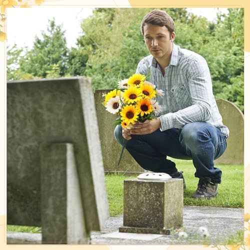 Giegxin 2 Bundle Artificial Sunflower Flowers for Grave Vase Centerpieces Decor