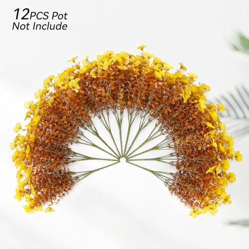 12 Bundles Artificial Mums for Outdoor Fall Decor