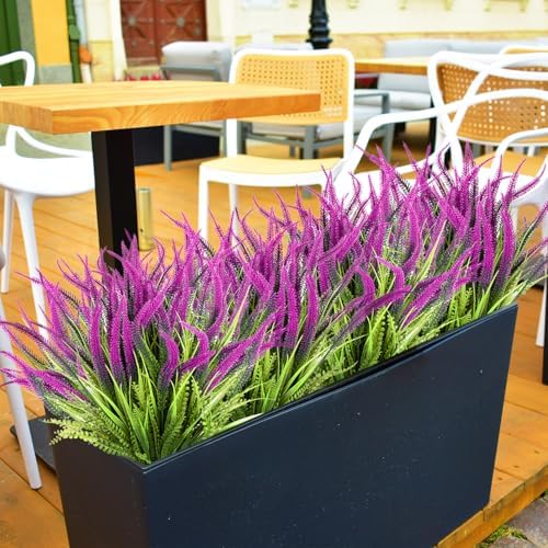 SAREAL Artificial Plants - 10 Bundles Faux Bead Grass Greenery UV Resistant Weatherproof Red