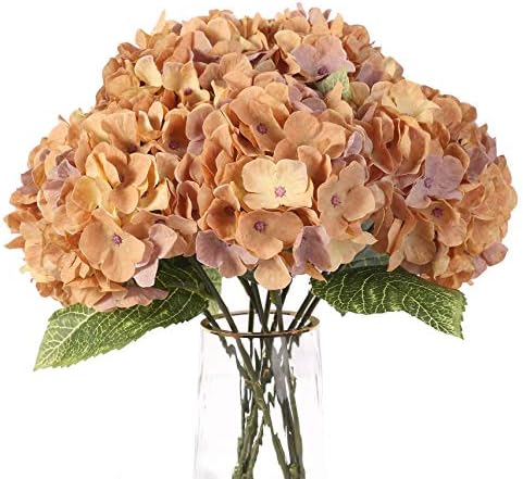 Jims Cabin Silk Hydrangea Bouquet with 5 Heads Artificial Flowers for Home Wedding Decor