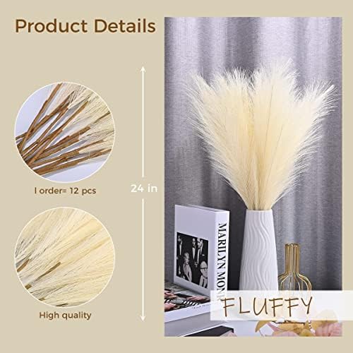 U-LIAN 12PCS Faux Pampas Grass 24 Inch Home Decor