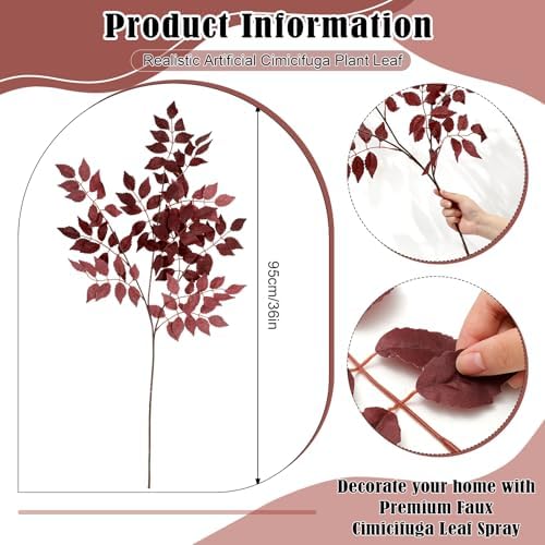 4 Pack Artificial Cimicifuga Leaves for Autumn Decor