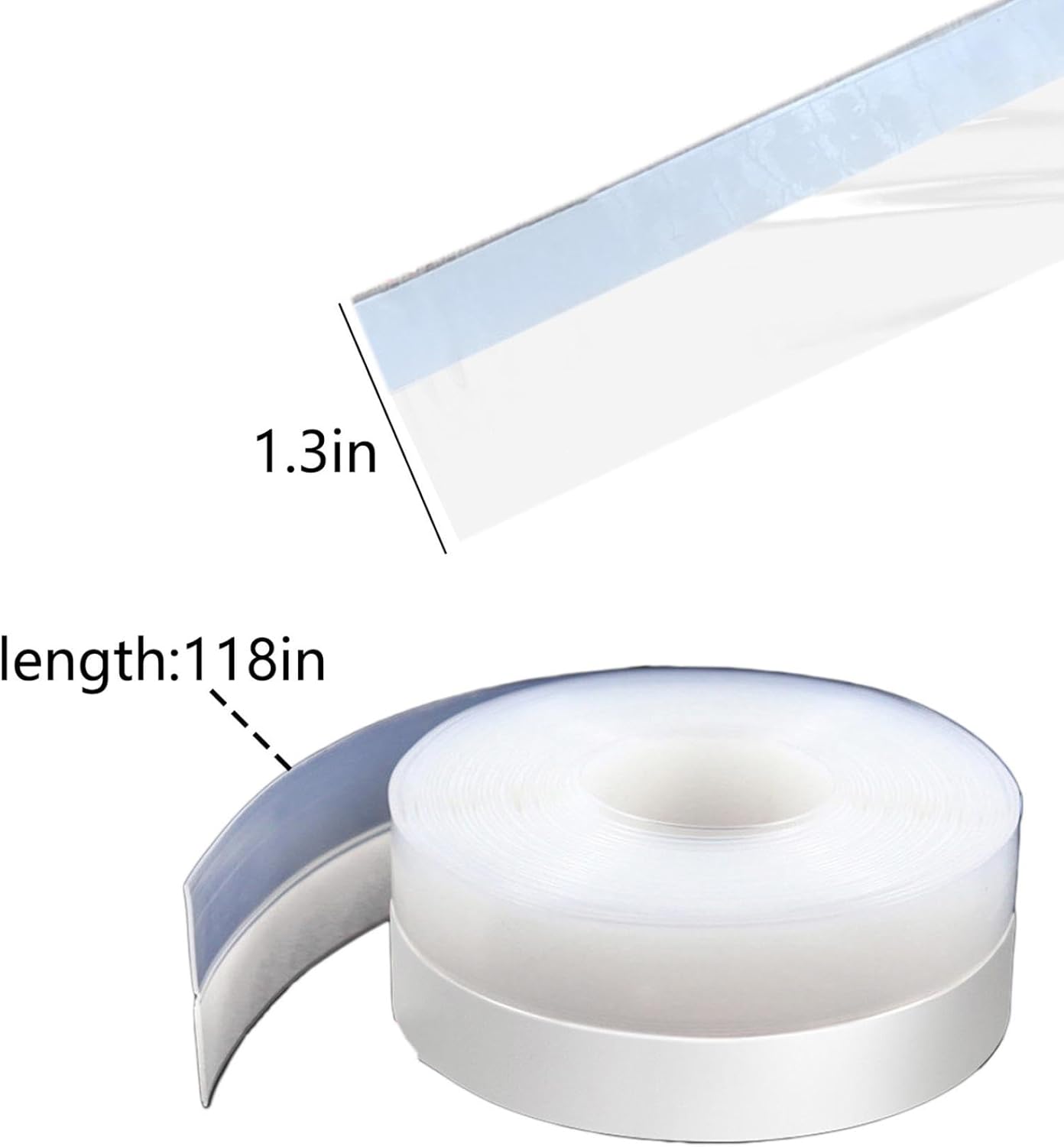 118 Inch Clear Silicone Door Seal Strip for Bathrooms and Doors