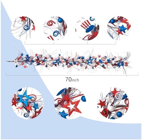 Bibelot 59ft Patriotic Wreath Garland for 4th of July Decor
