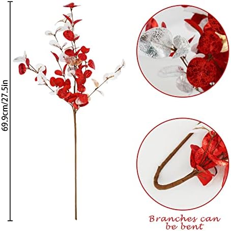 Agusbagli 6 Pcs Artificial Eucalyptus Leaves 28 Velvet Christmas Decor